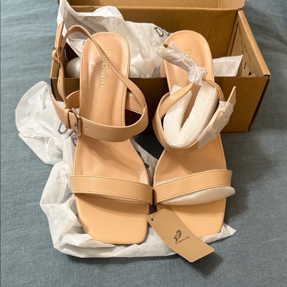 Nude Heeled Sandals 9.5 wide